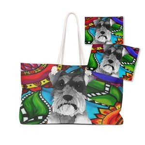 Weekender Tote and 2 Zipper Pouches with Schnauzer